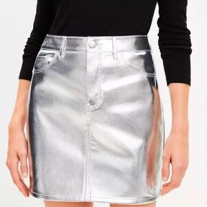 Loft Silver Metallic Skirt